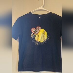 Kids Black Softball Graphic T-Shirt